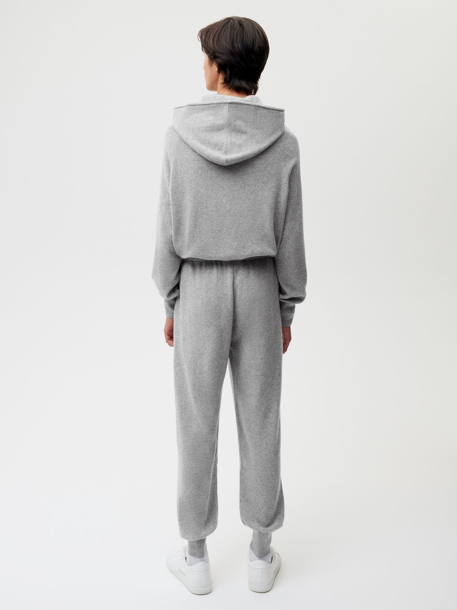 Mens Recycled Cashmere Track Pants - Pale Grey Melange - 3