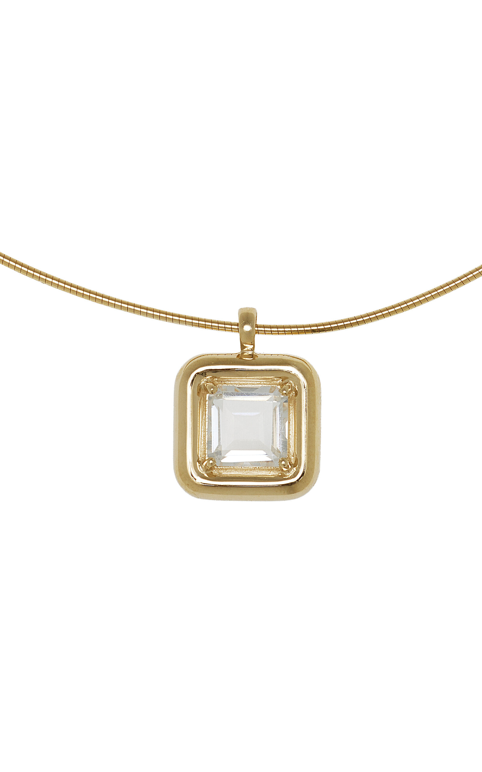 9K Yellow Gold Crystal Pendant Necklace gold - 3