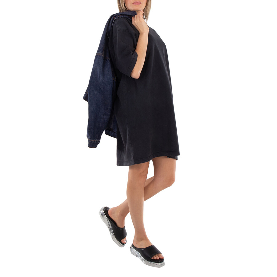 Balenciaga Ladies Logo-Print Cotton T-Shirt Dress - 3
