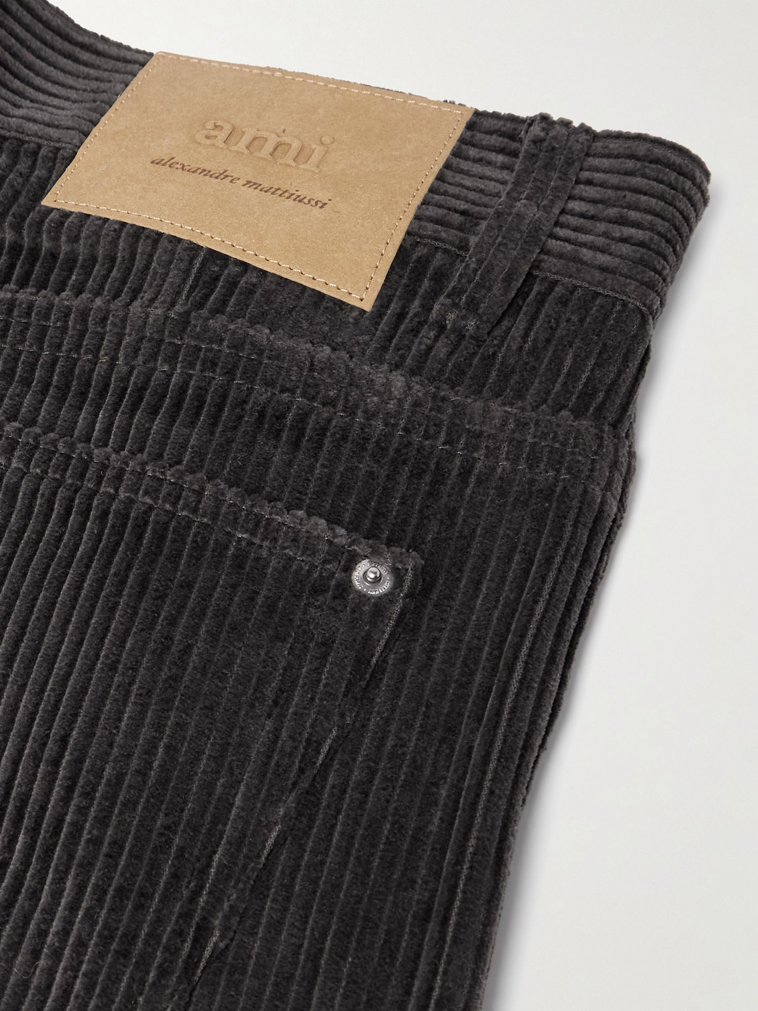 Wide-Leg Cotton-Corduroy Trousers Black - 5