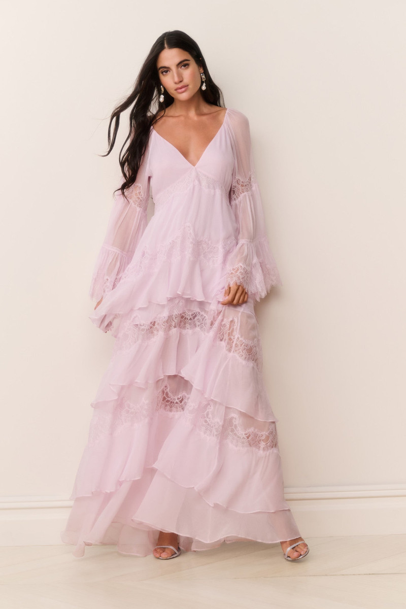 Devina Silk Chiffon Lace Maxi Dress 5