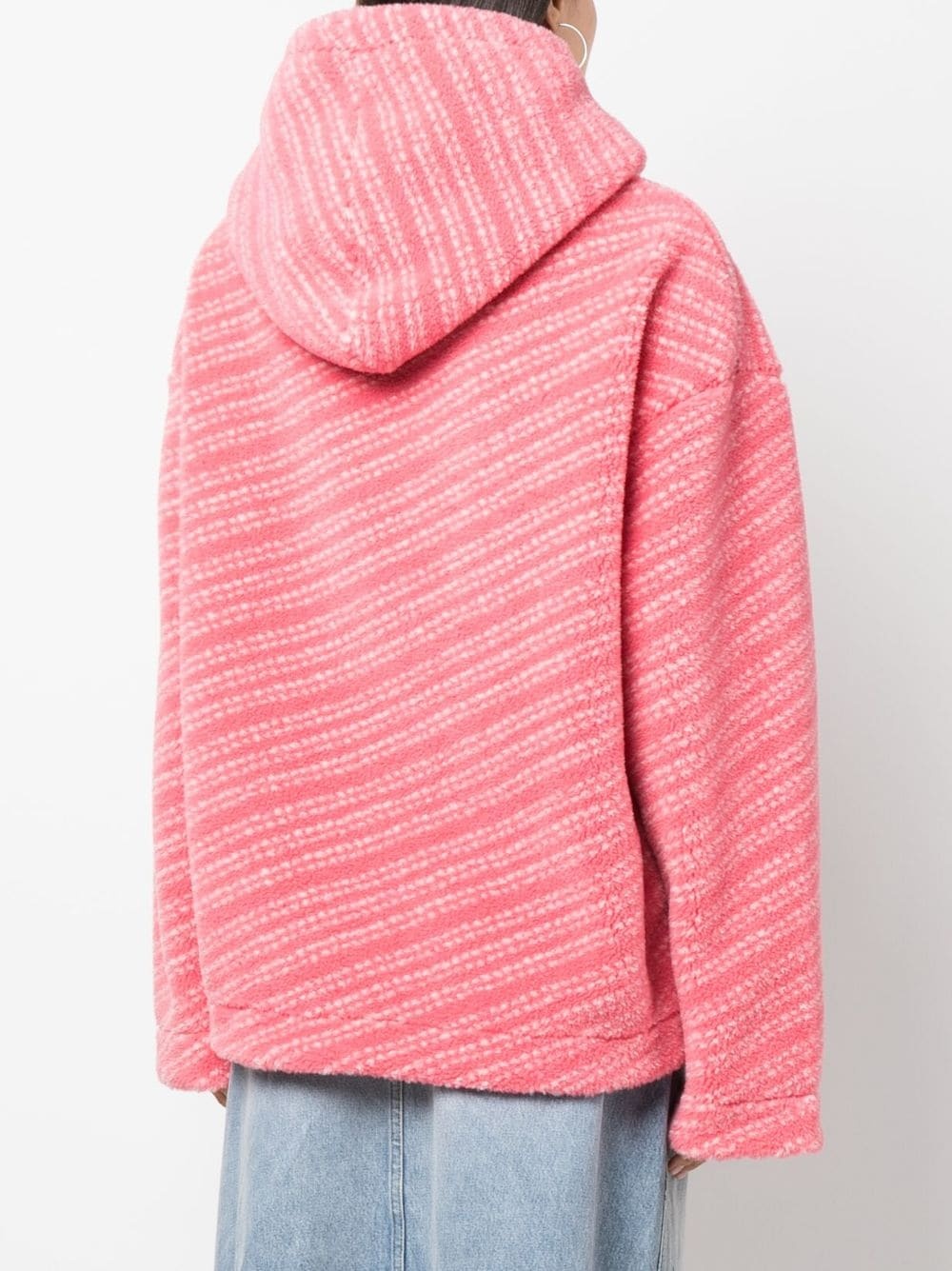 logo-embroidered fleece-textured hoodie - 4