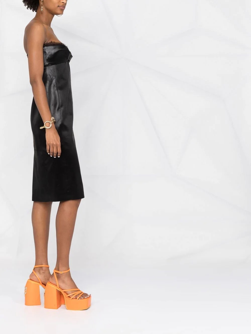 strapless mid-length dress - 4