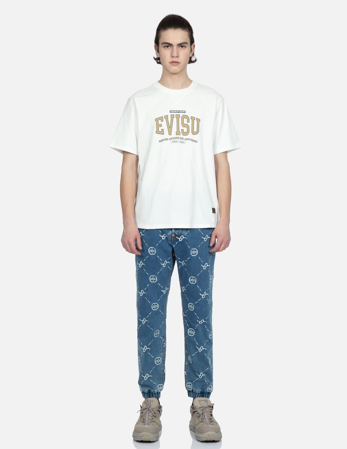 MONOGRAM EMBROIDERY REGULAR FIT DENIM JOGGER PANTS - 6