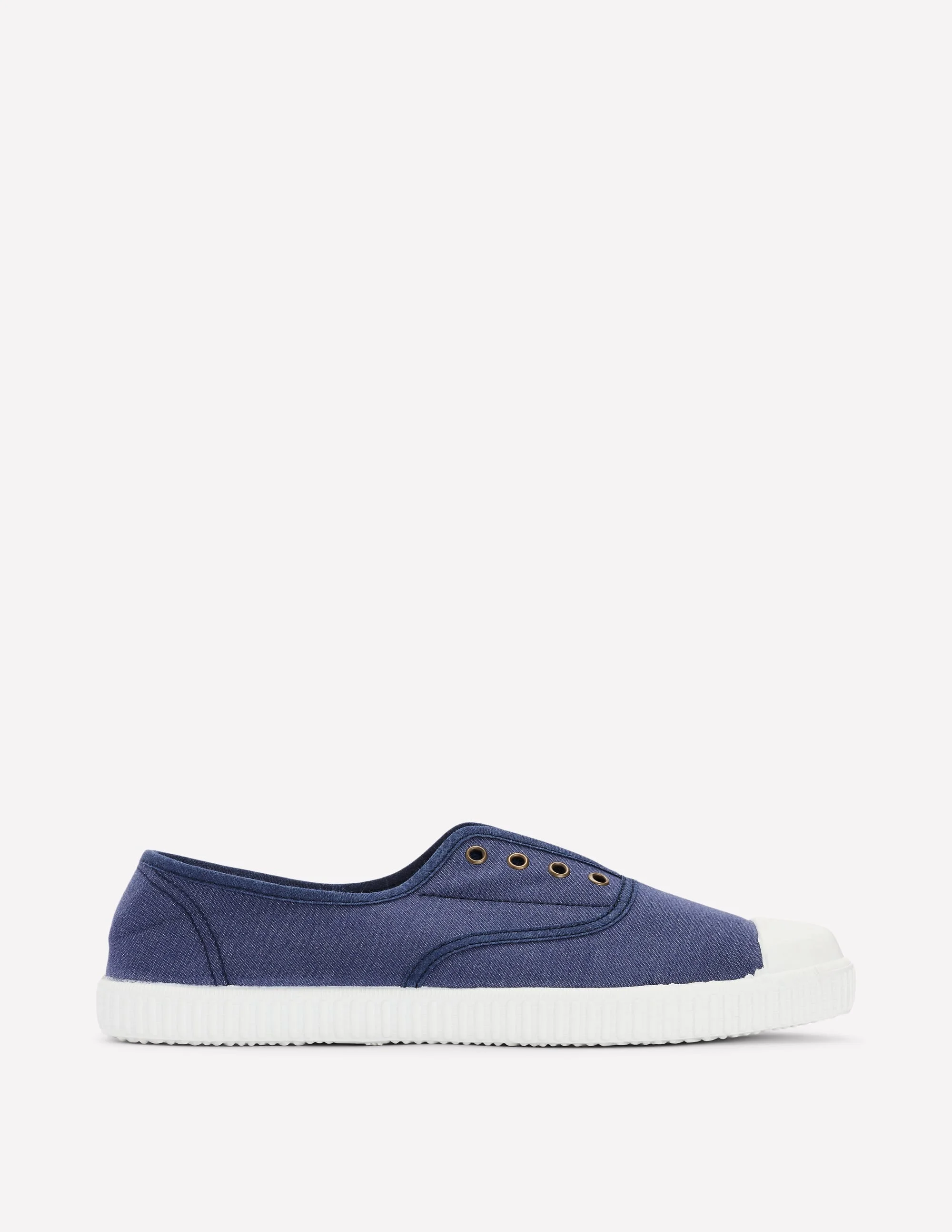 Laceless Canvas Plimsoll-Navy - 1