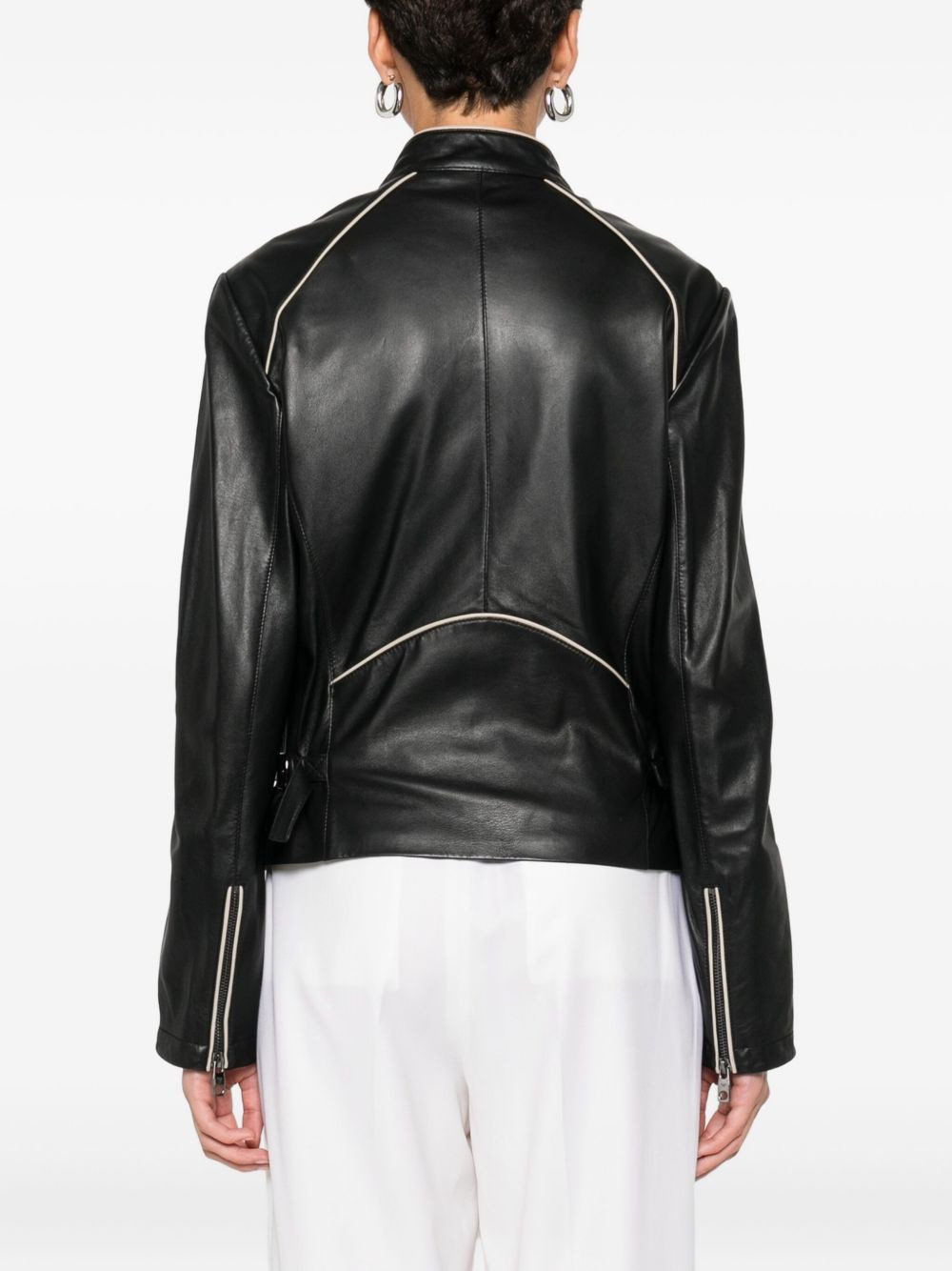 leather zip-front jacket - 4