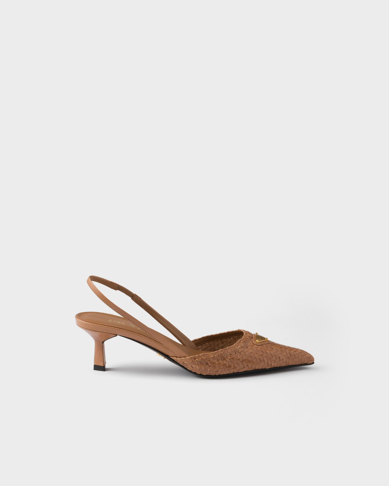Prada Woven leather slingback pumps outlook