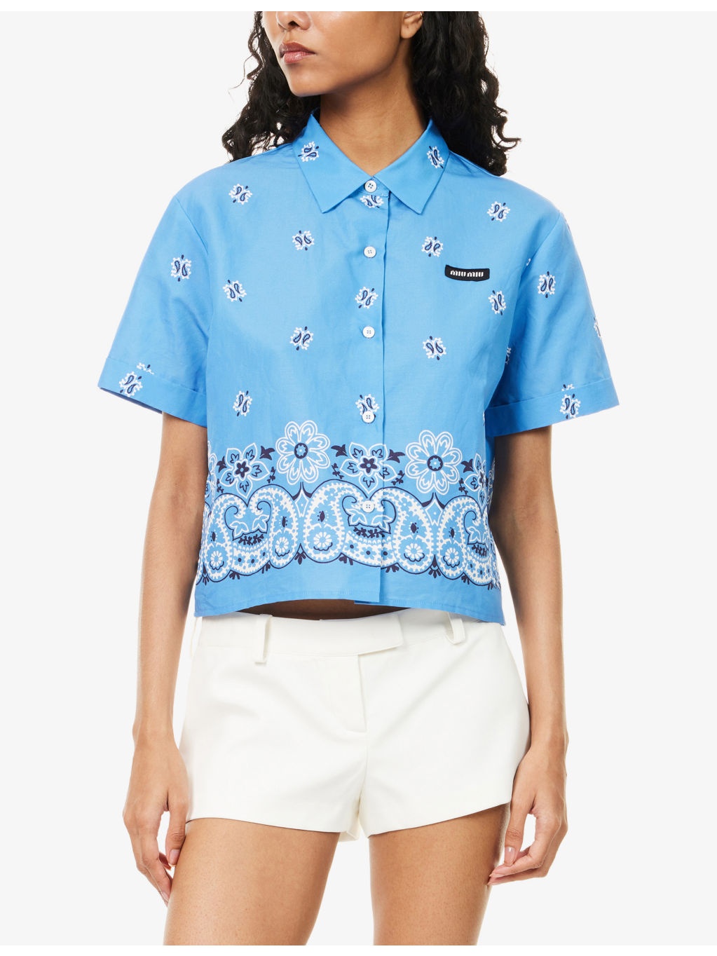Boxy-Fit Graphic-Pattern Cotton-And-Linen Shirt - 3