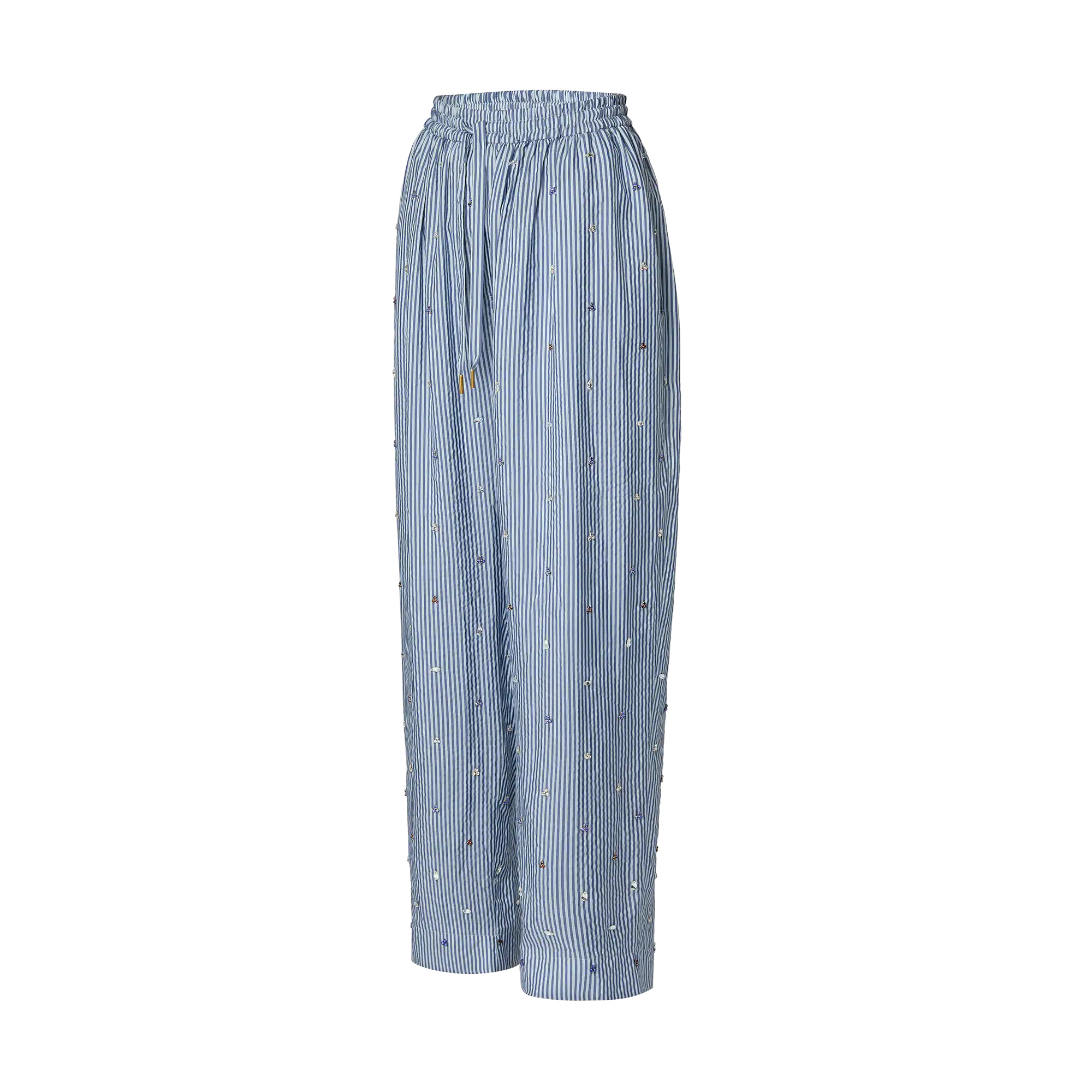 Bejeweled Pinstripe Baggy Pajama Pants - 2
