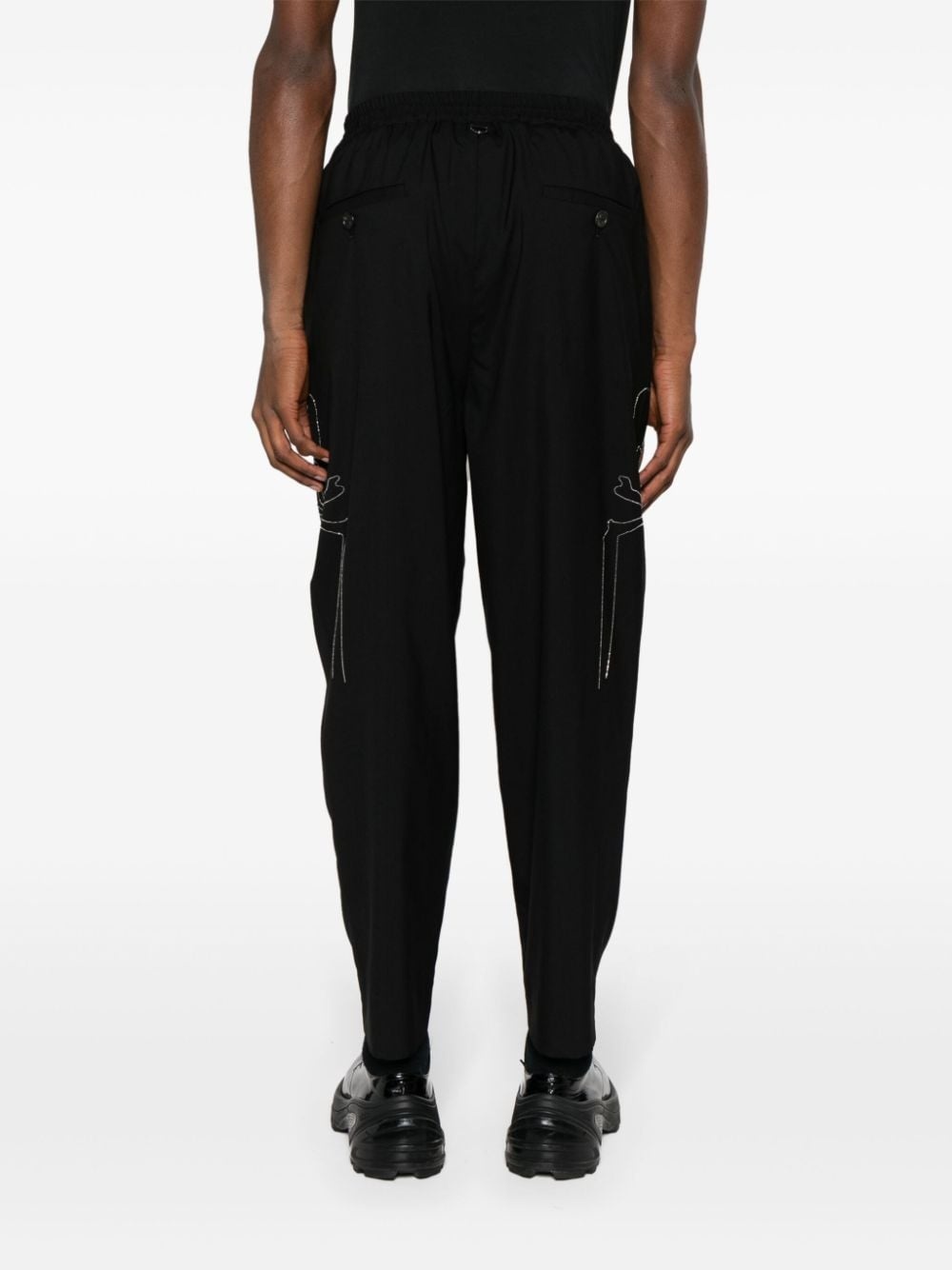 beaded-skulls wool trousers - 4