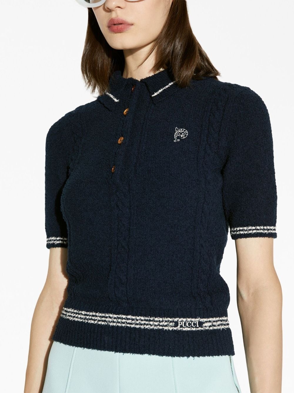 cable-knit polo shirt - 5