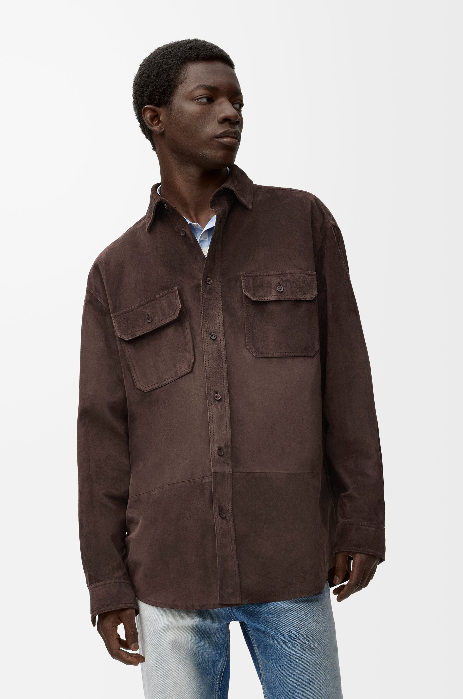 Overshirt in suede calfskin - 3