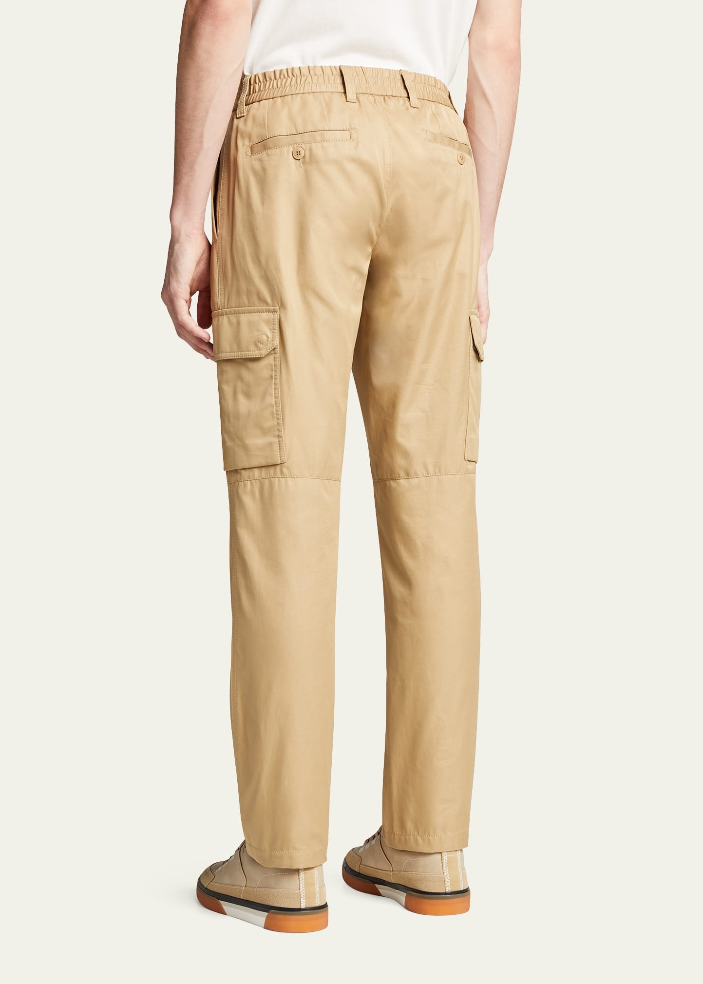 Men's Solid Cotton Cargo Pants - 3
