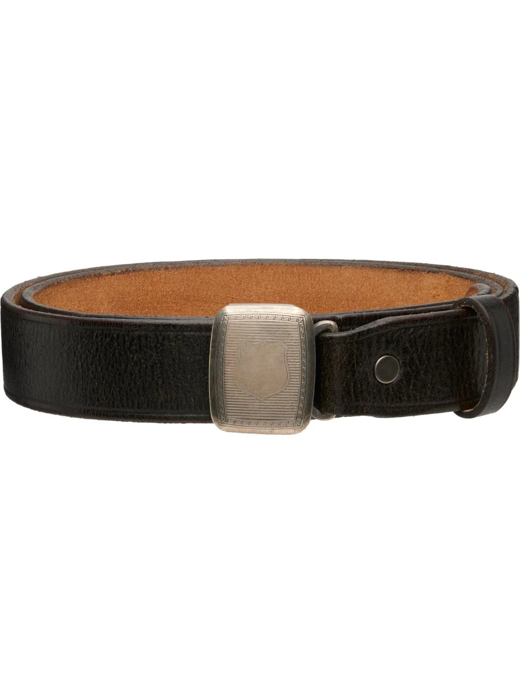 Black Slider-Buckle Leather Belt - 1