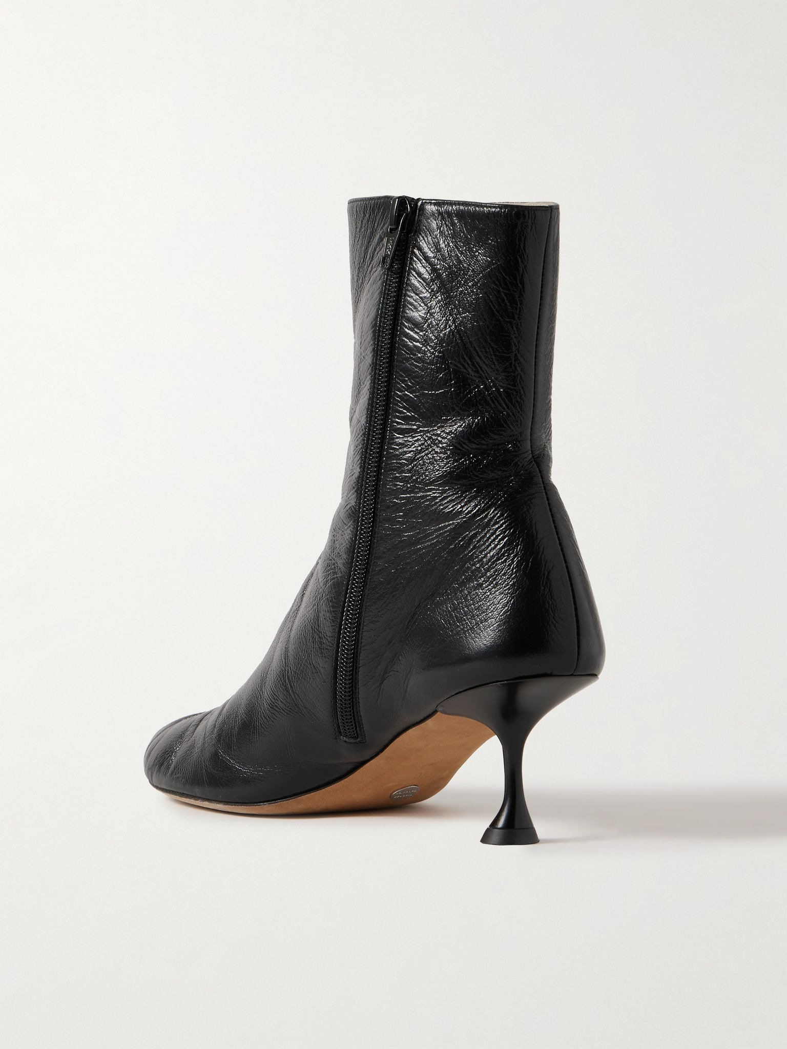 Tee crinkled-leather ankle boots Black - 3