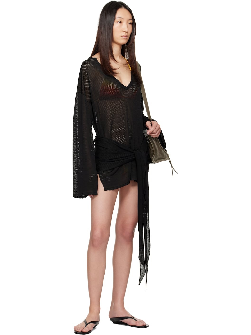 Black Mini Abito Cover-up - 4