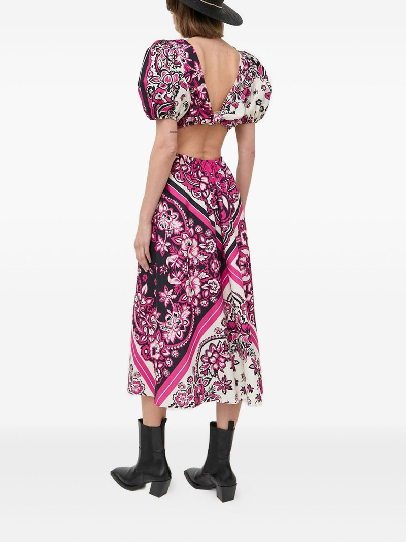 REDValentino puff-sleeve floral midi dress outlook