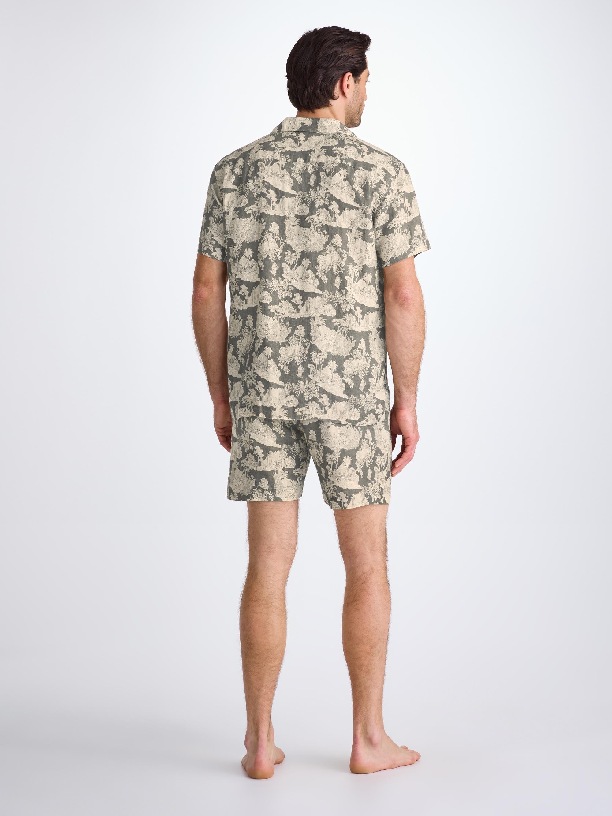 Men's Short Pajamas Milan 26 Linen Khaki - 4
