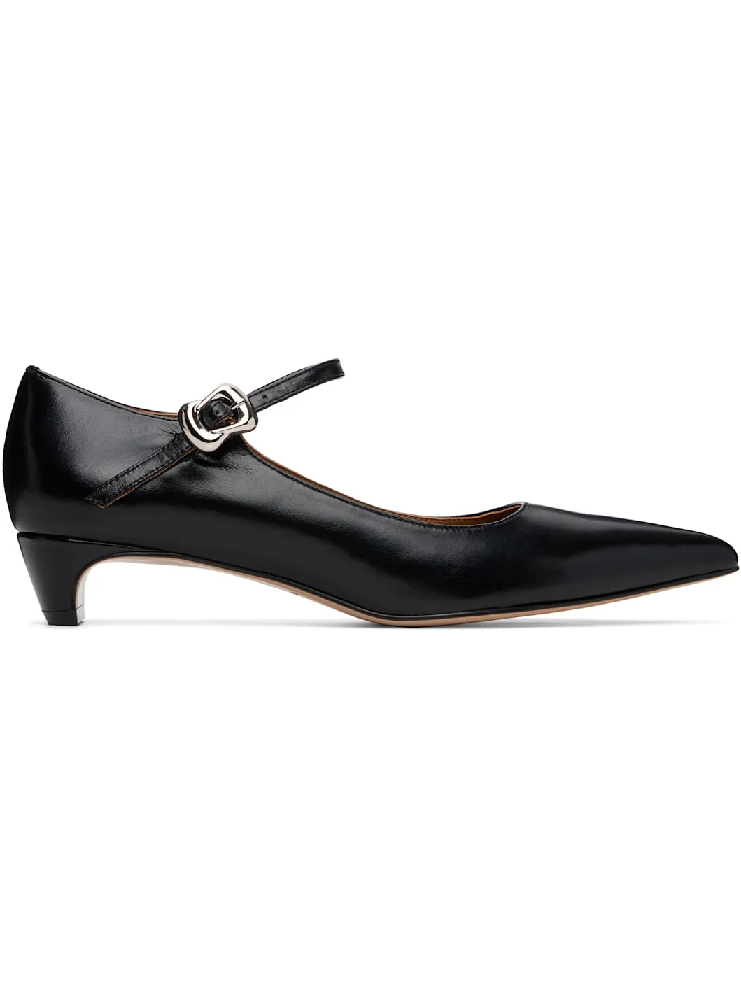 Black Low-Heel Mary Jane Heels - 1