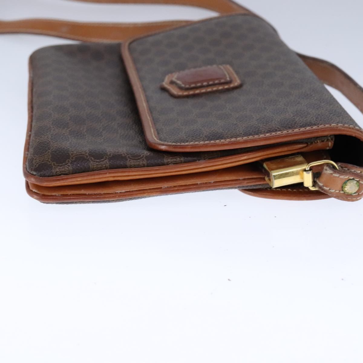 CELINE Macadam Canvas Shoulder Bag Pvc Leather Brown - 5