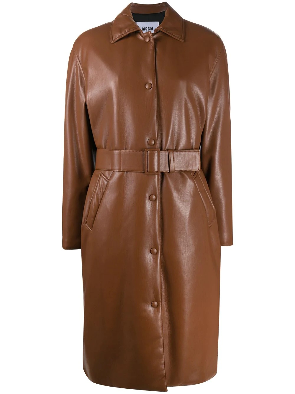 belted single-breasted coat - 1