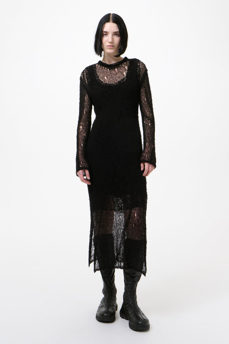 Our Legacy Tower Dress Black Ragged Open Linen outlook