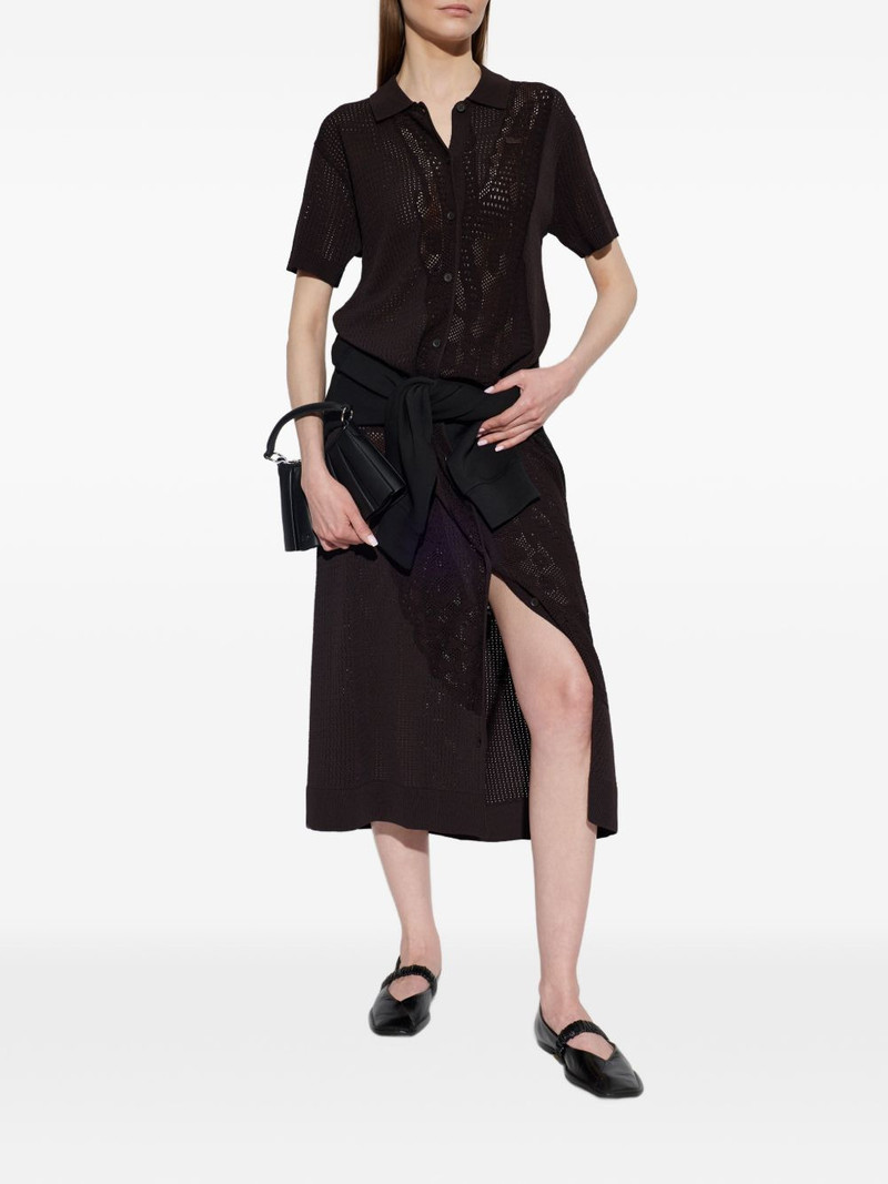 LACOSTE short-sleeve collared knitted midi dress outlook