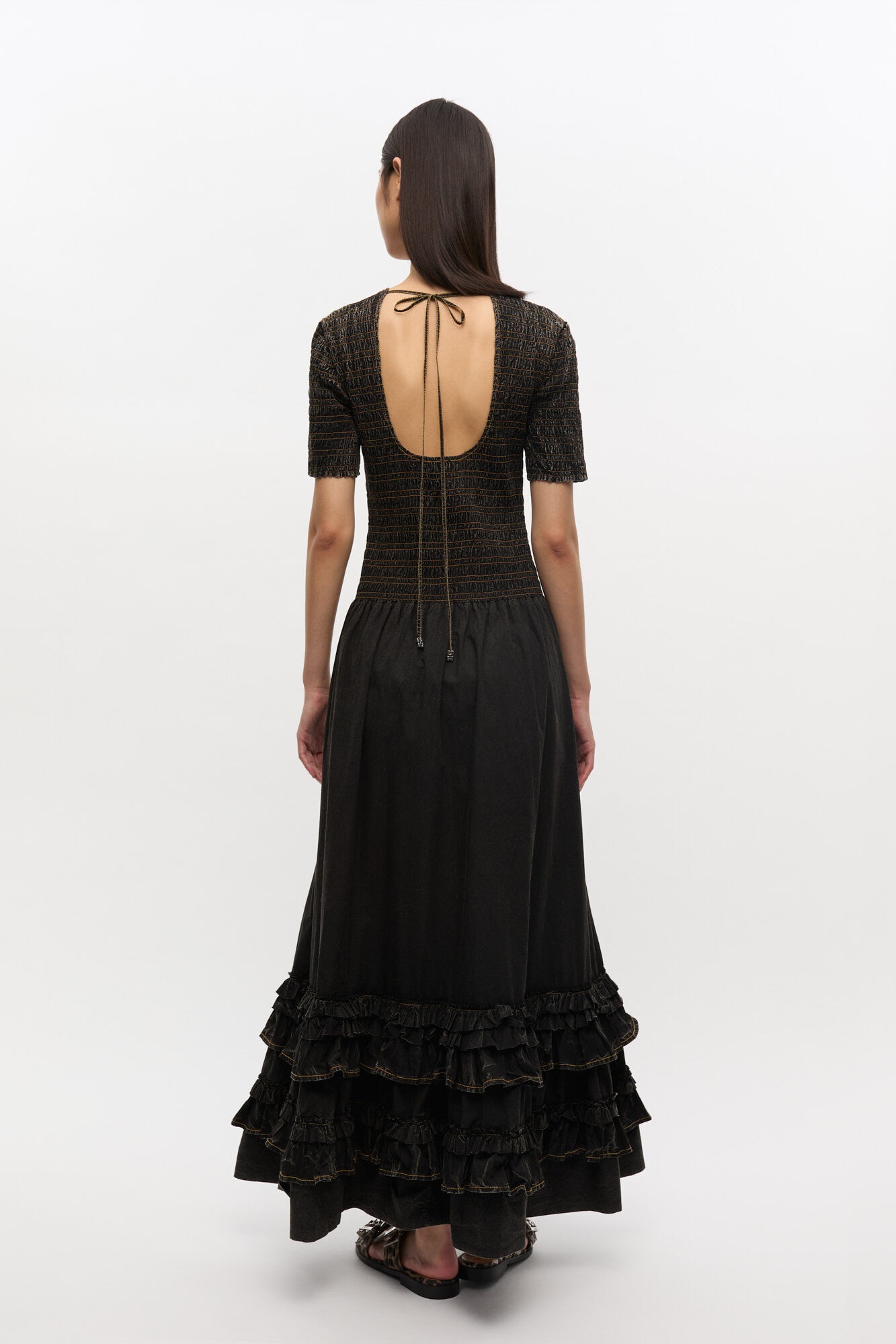 BLACK WASHED SMOCK DRESS - 3