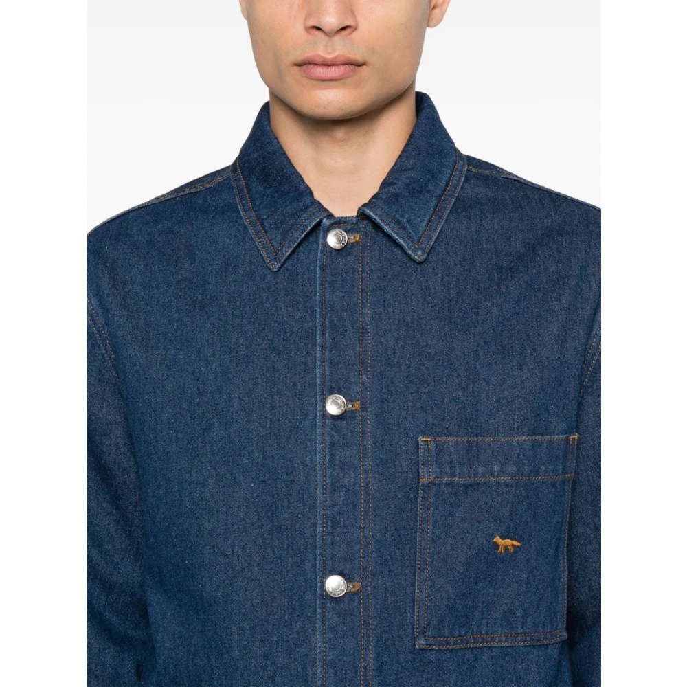 Maison KITSUNE デニム カバーオール Maison Kitsuné INDIGO DENIM JACKET WITH FOX EMBROIDERY