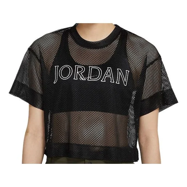 (WMNS) Air Jordan Sports Stylish Mesh Short Sleeve Black CZ1892-010 - 1