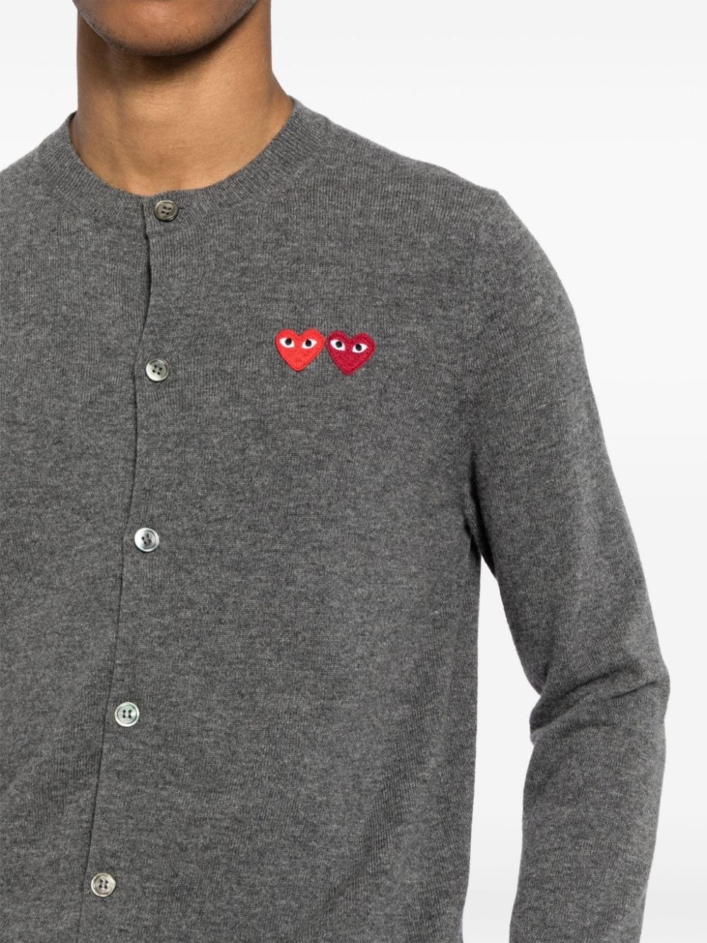 heart-patch wool cardigan - 6