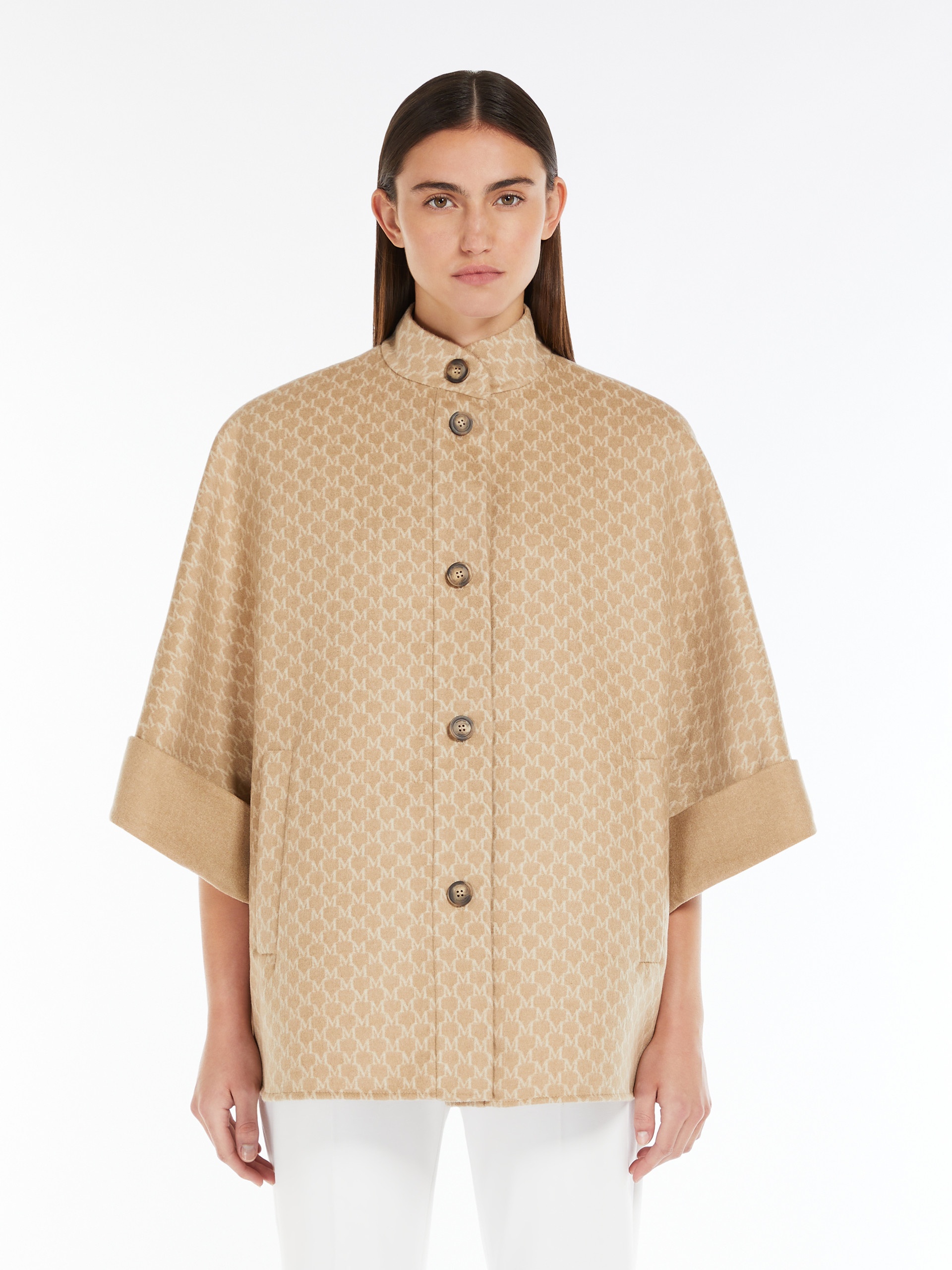 MARINA Jacquard-knit wool and cashmere cape - 3