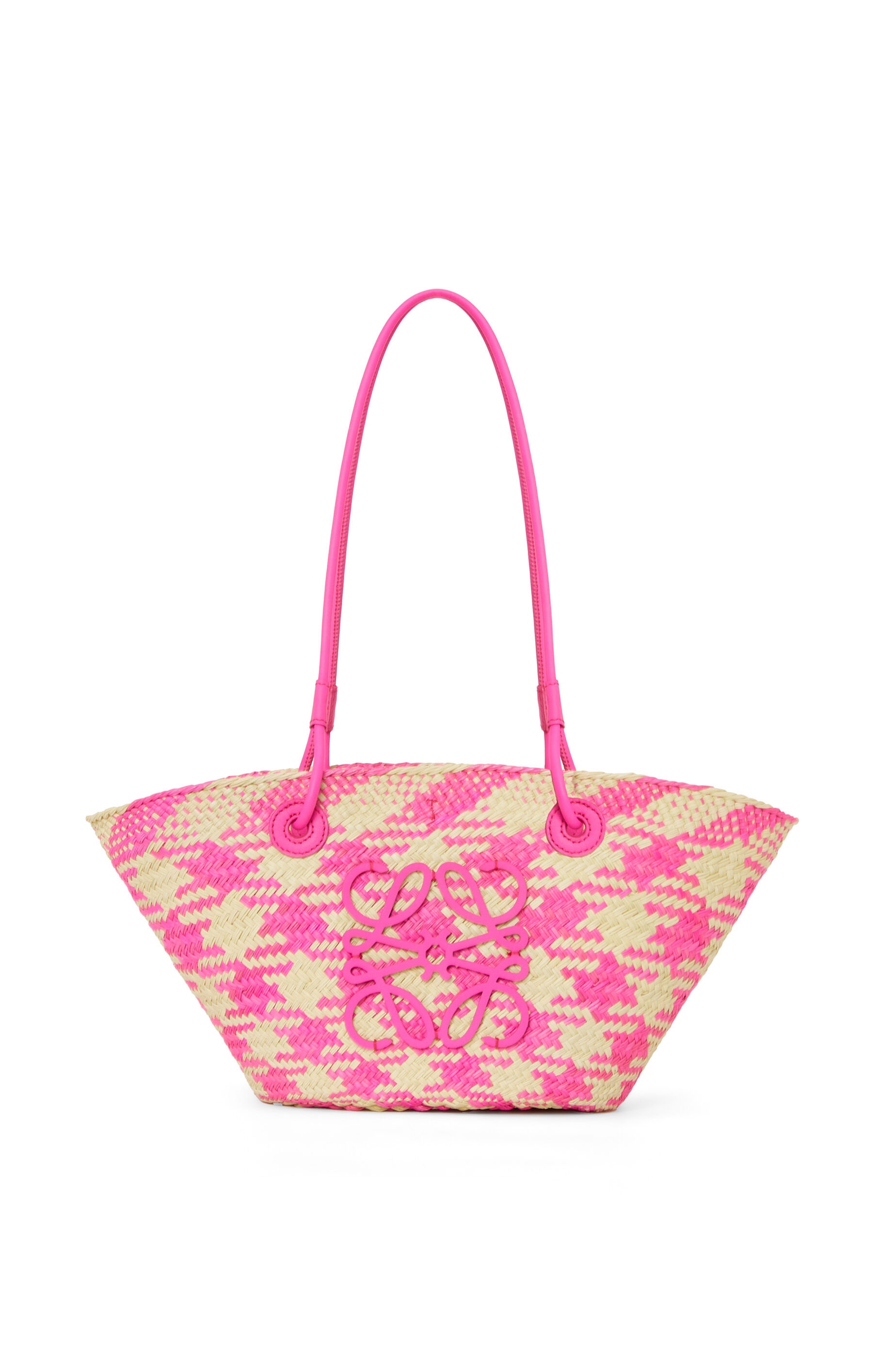 Small Anagram Basket bag in iraca palm and calfskin - 1