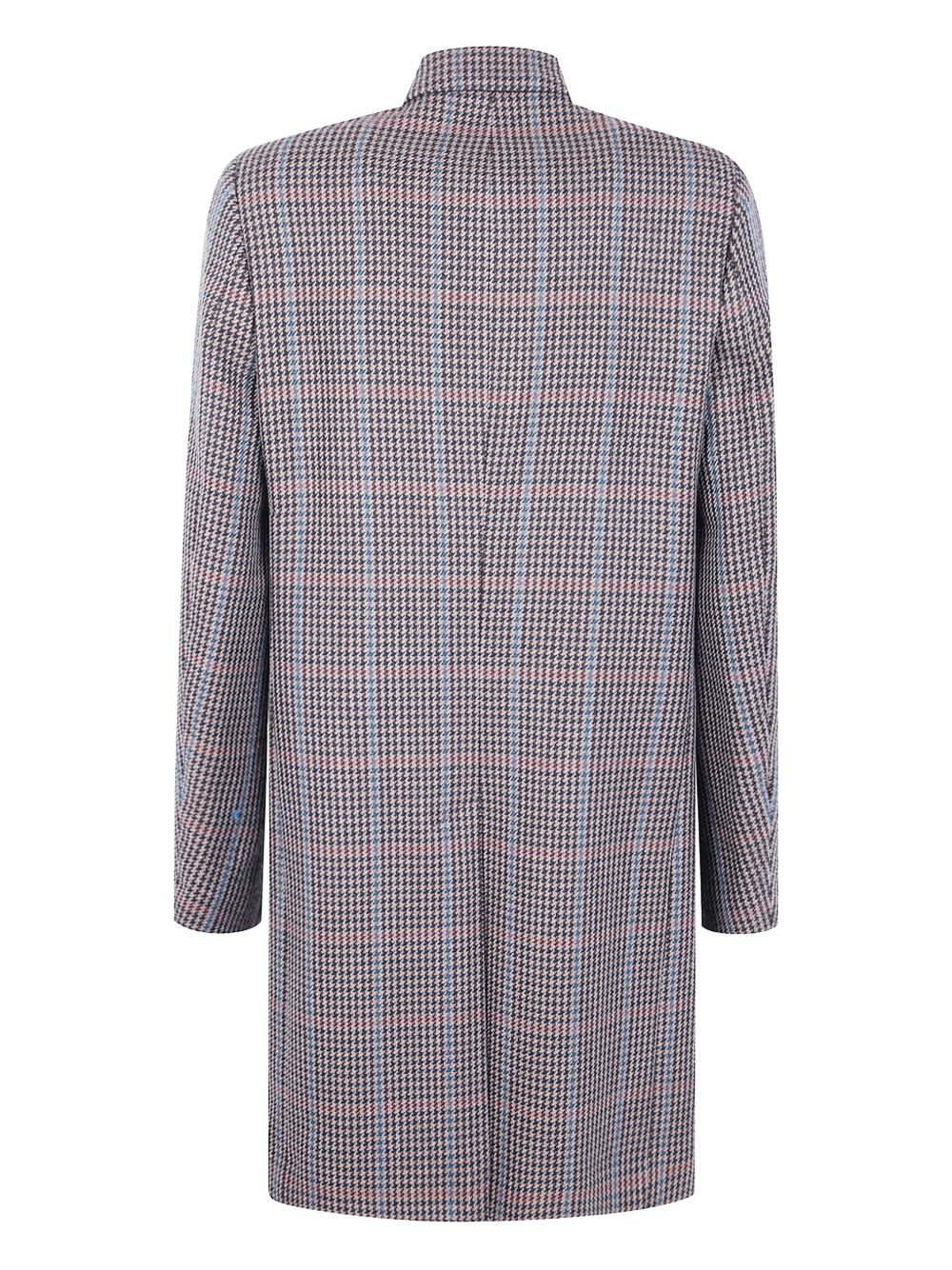 checked-pattern double-breasted coat - 2
