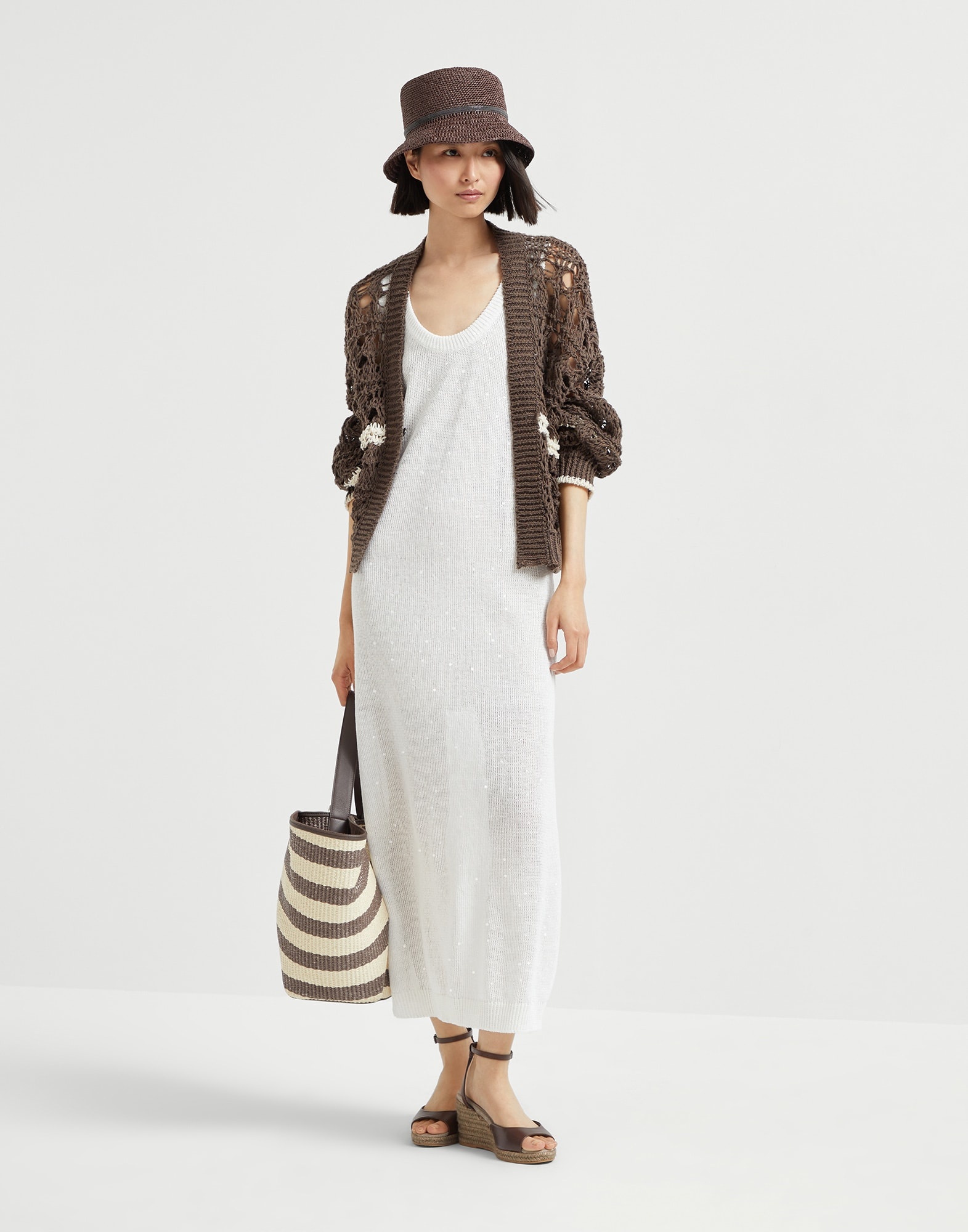 Linen and silk Diamond yarn knit dress - 5