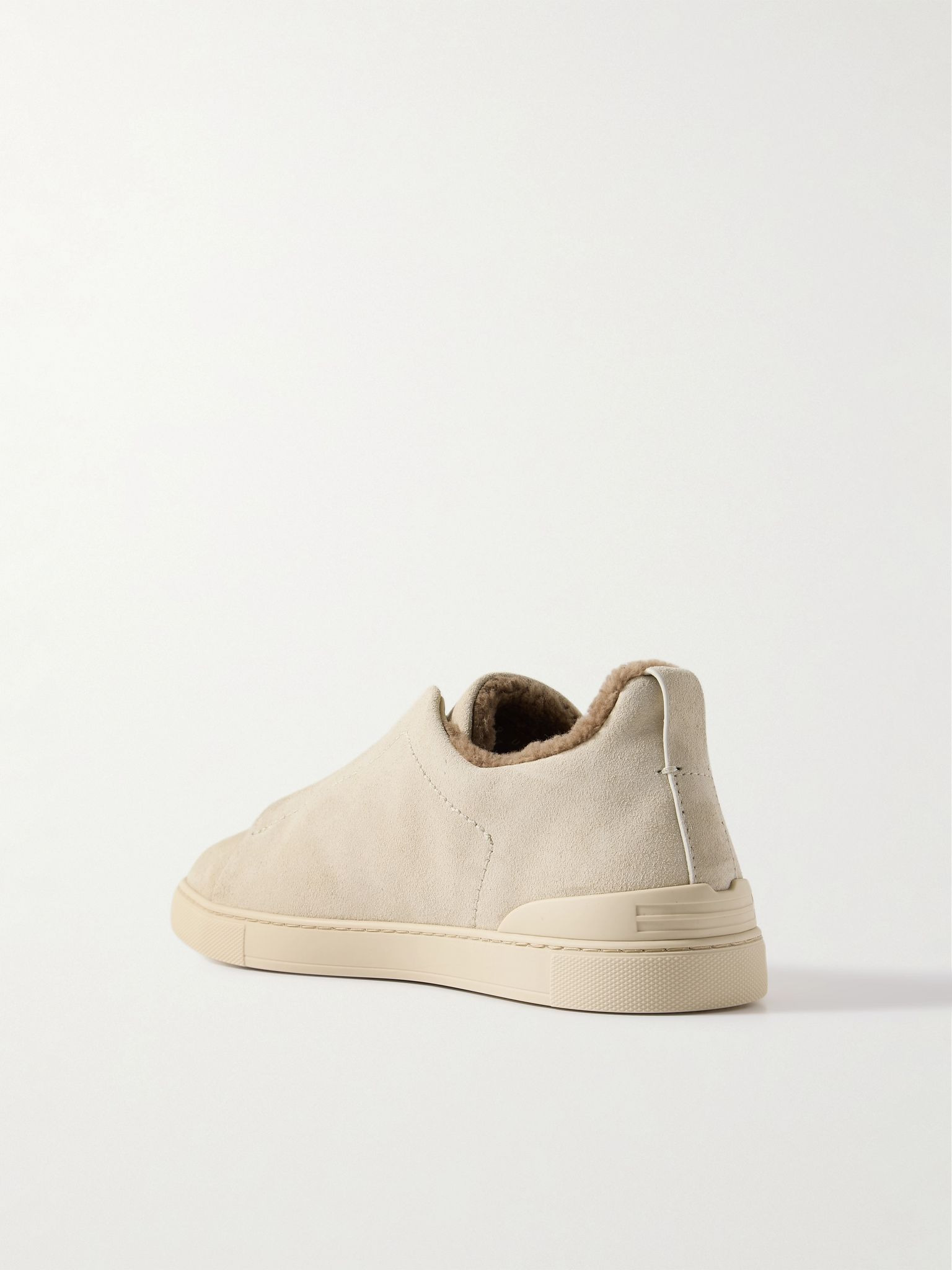 Triple Stitch™ Shearling-Lined Suede Slip-On Sneakers Beige - 3