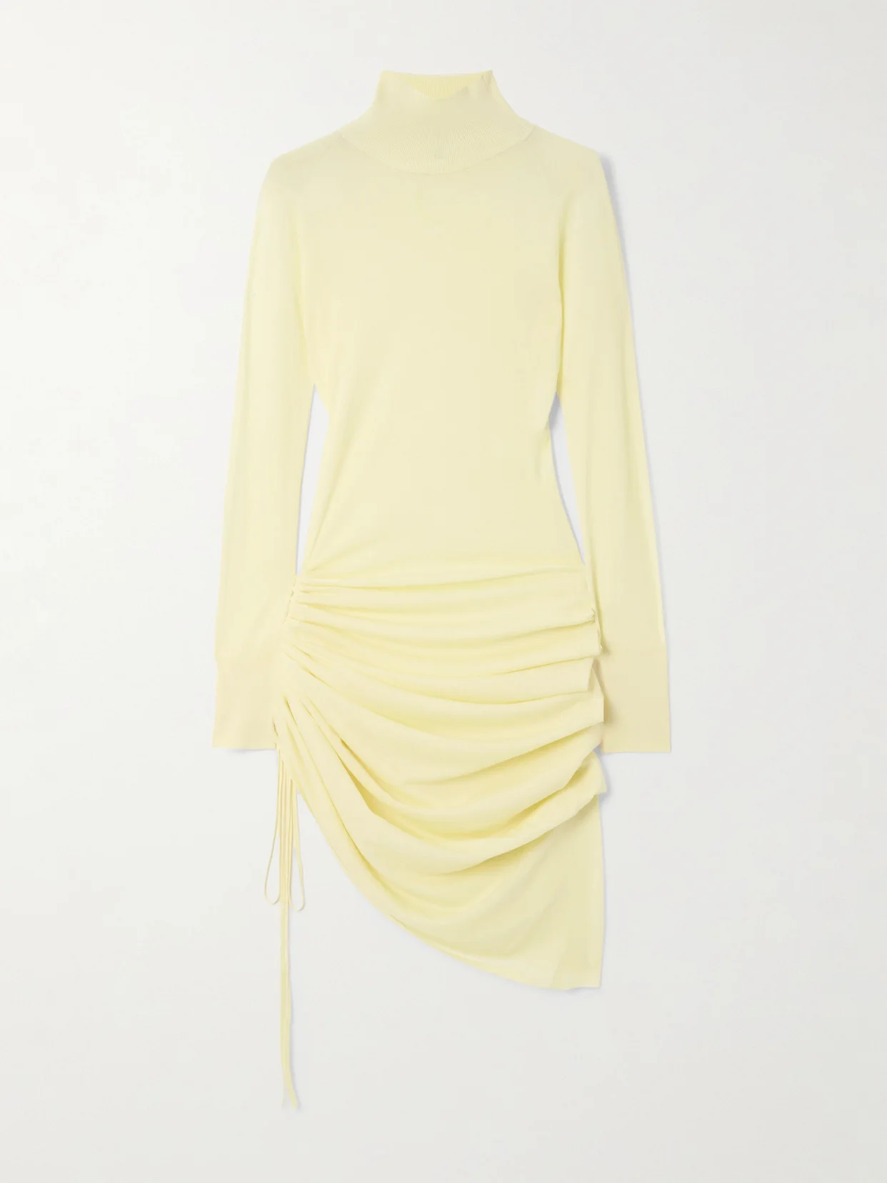 Gathered Wool-blend Turtleneck Midi Dress - 1