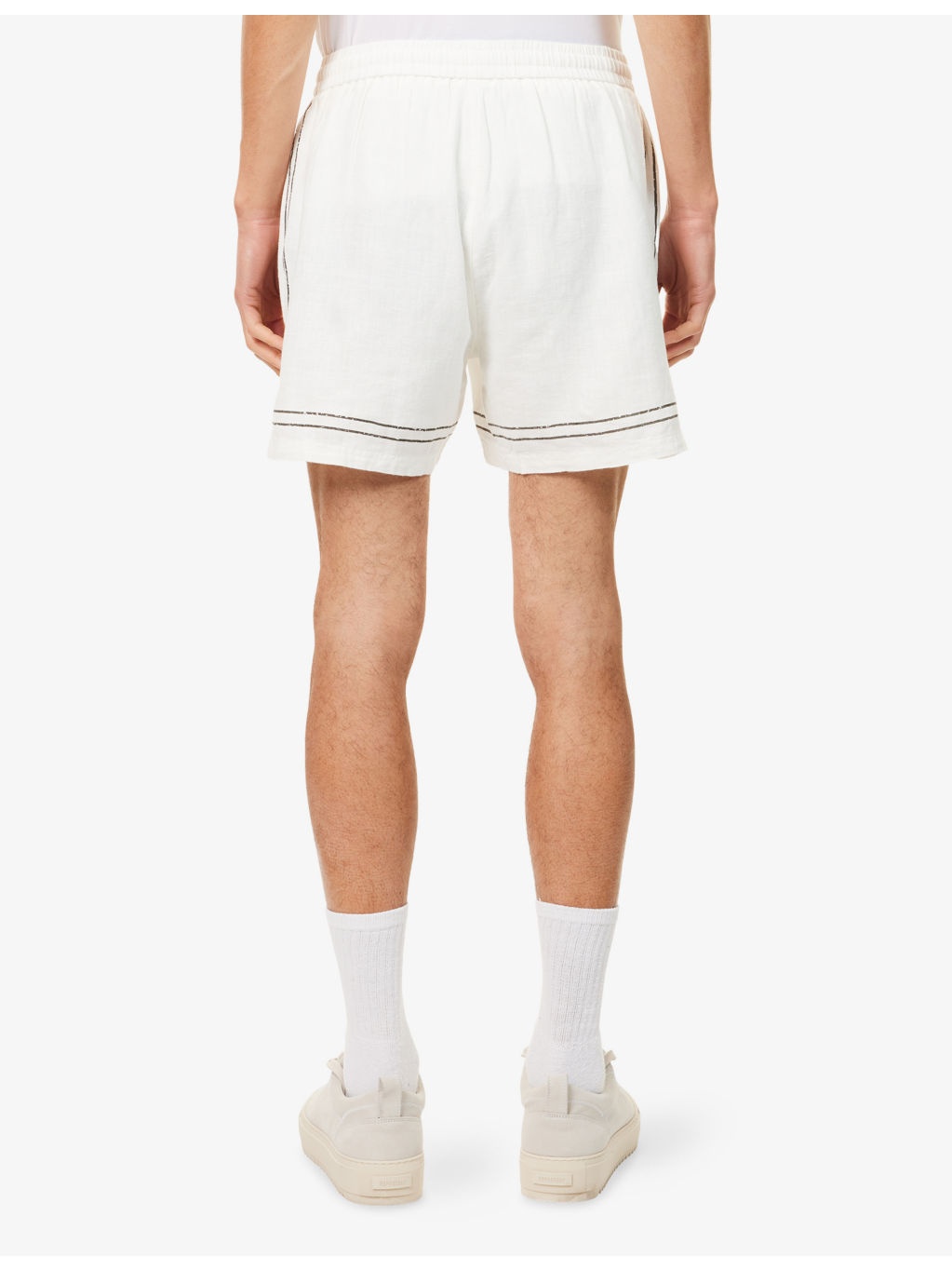 Border-Print Relaxed-Fit Cotton Shorts - 4