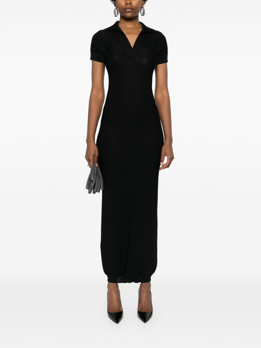 knitted maxi polo dress - 2