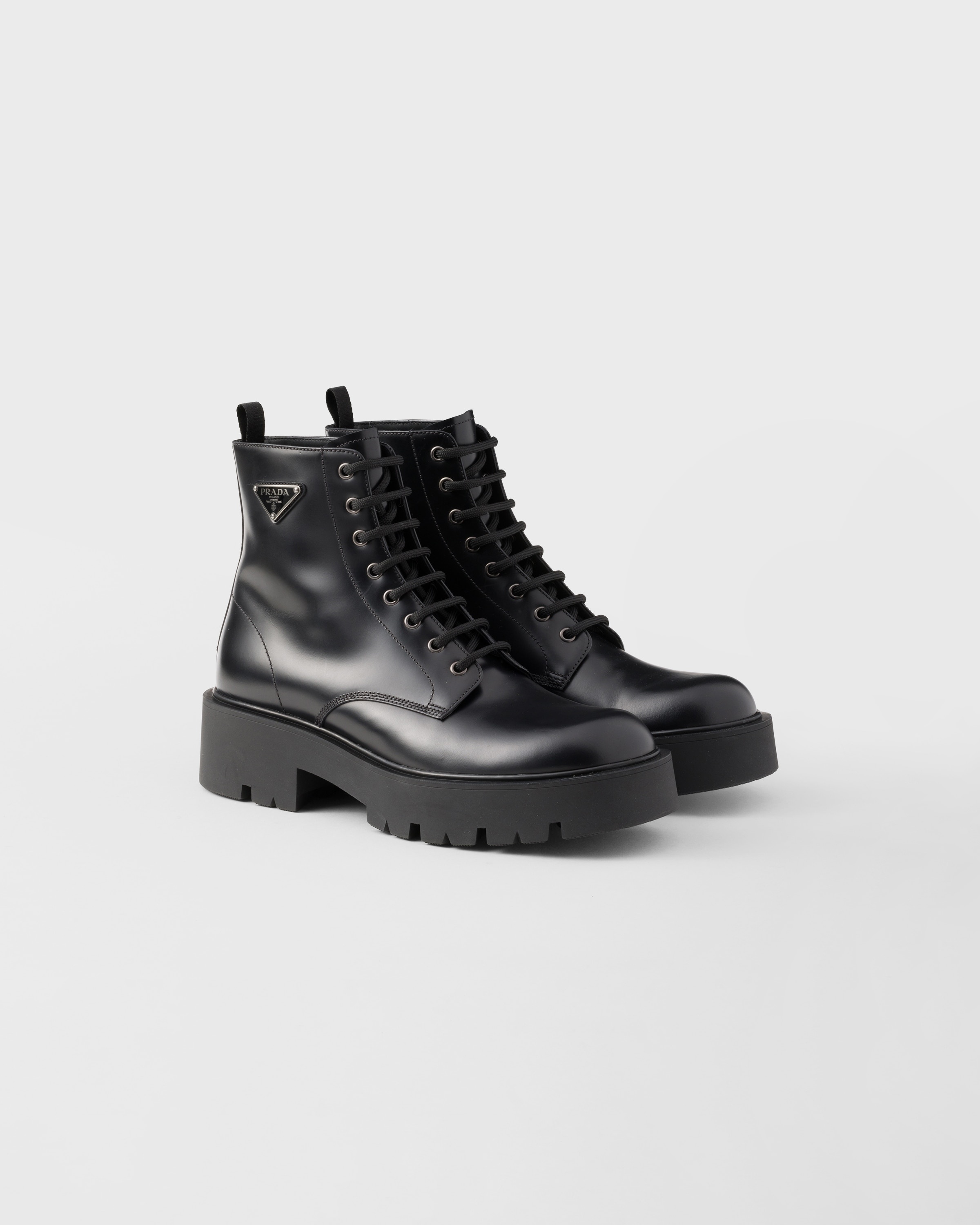 Brushed leather combat boots - 1