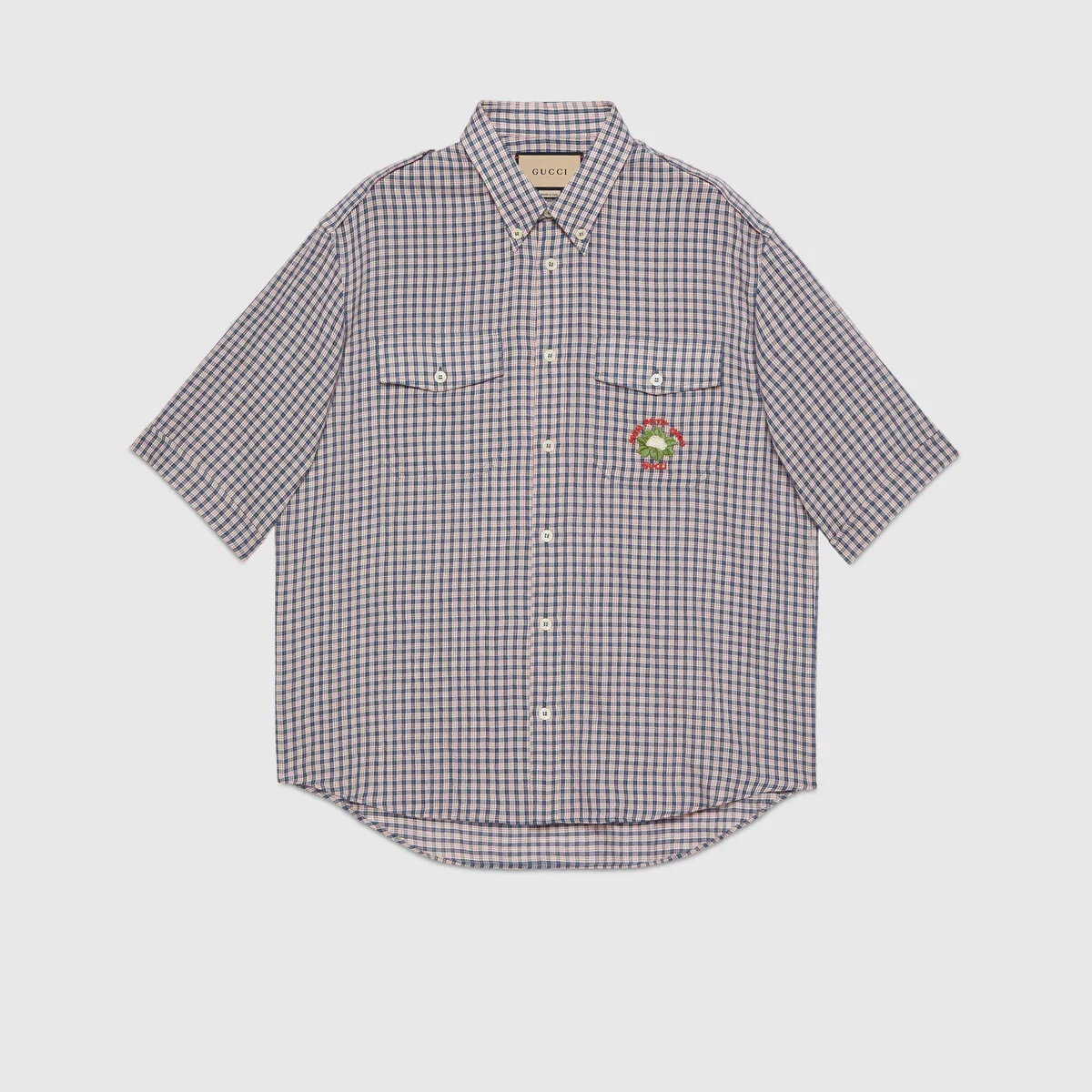 Micro check shirt with Gucci cauliflower - 1