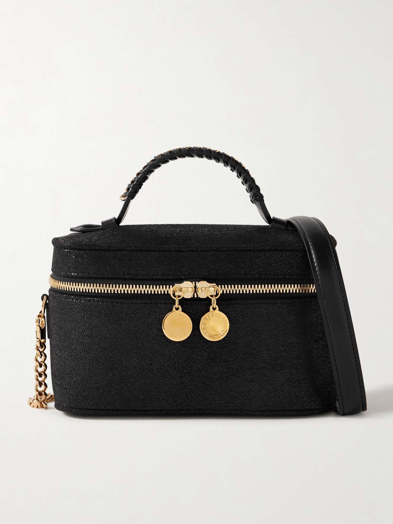 Falabella chain-embellished brushed shoulder bag Black - 1