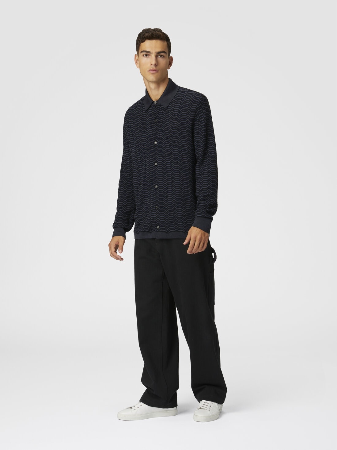 Wool and viscose knit shirt with waves - 2