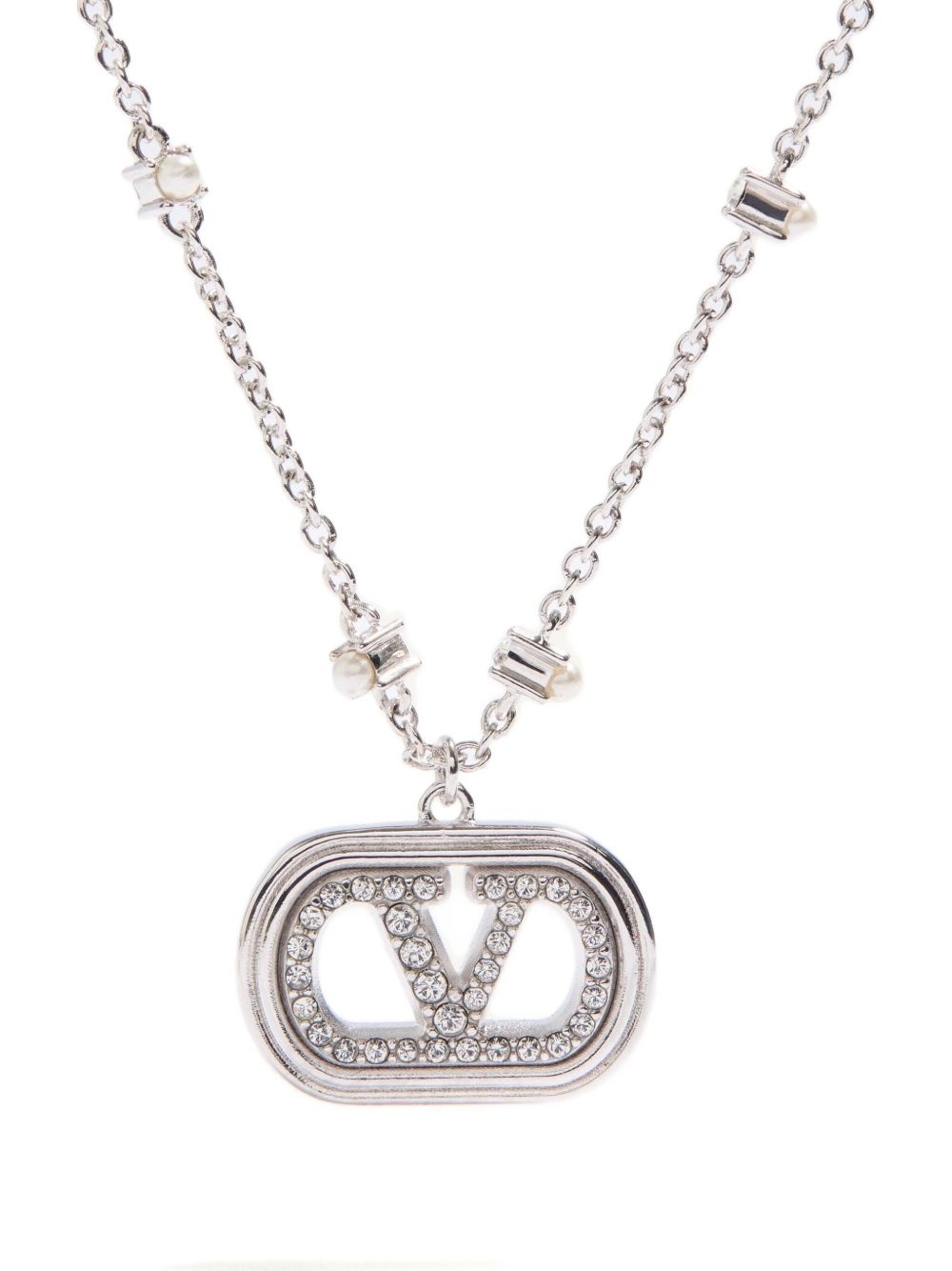silver-tone logo pendant necklace - 3
