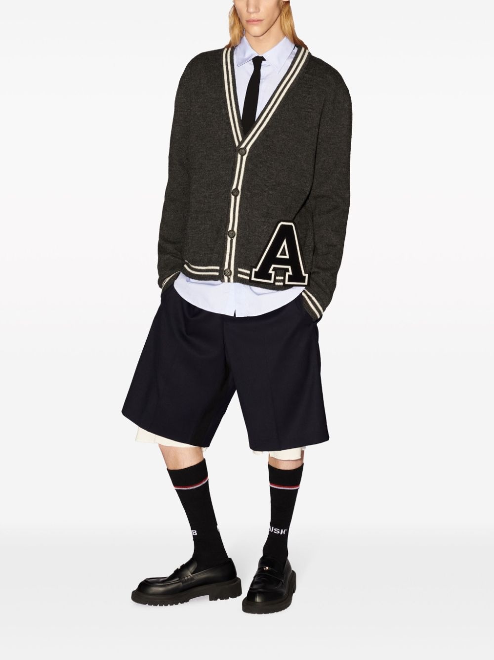 monogram-appliquÃ© wool cardigan - 2