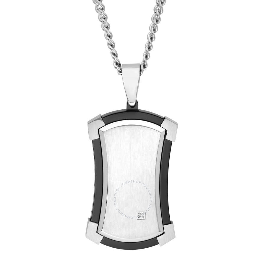 Robert Alton - Robert Alton .02 CTW Stainless Steel Diamond With Black Finish Dog Tag Pendant - 1