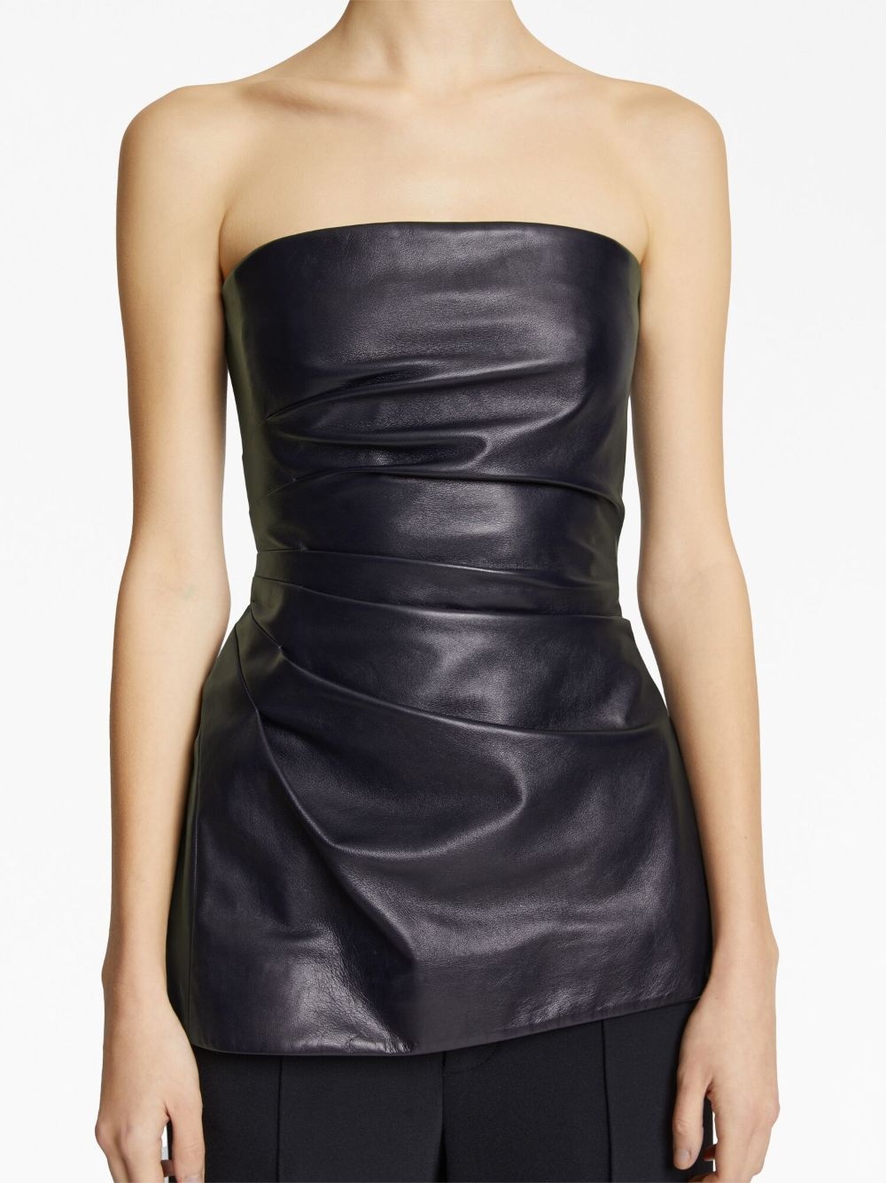 faux-leather strapless top - 6