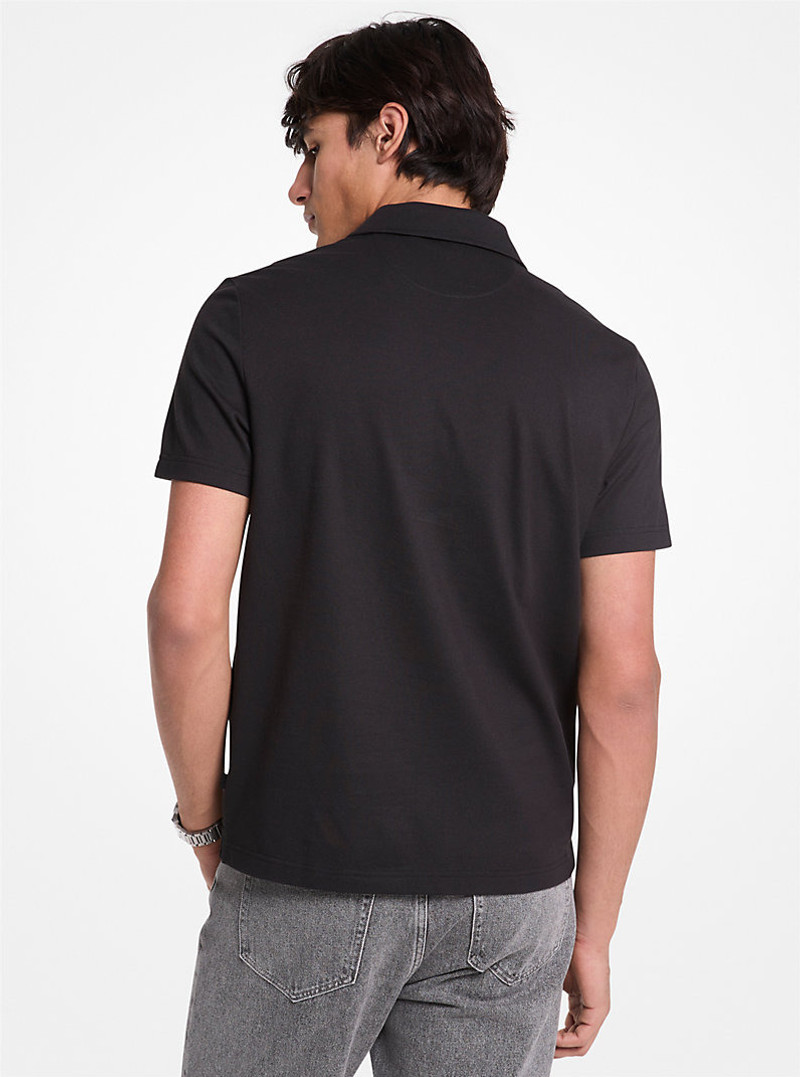MICHAEL KORS Cotton Blend Piqué Zip-Up Polo Shirt outlook