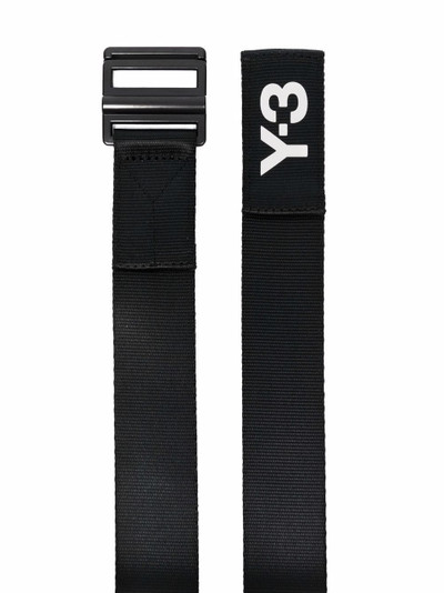 Y-3 logo-print buckled belt outlook