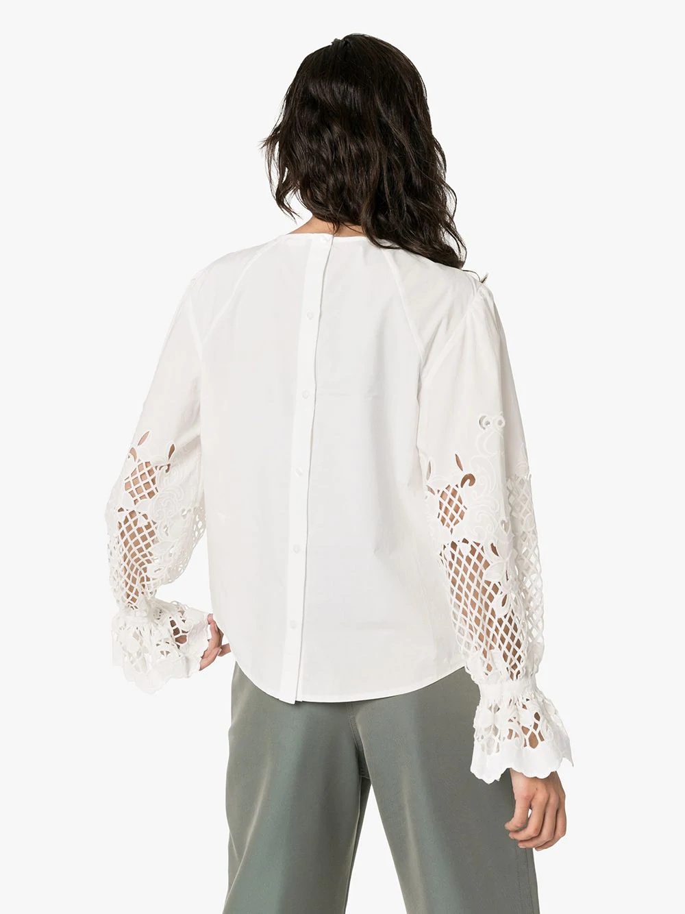 pouf-sleeve floral detail blouse - 4